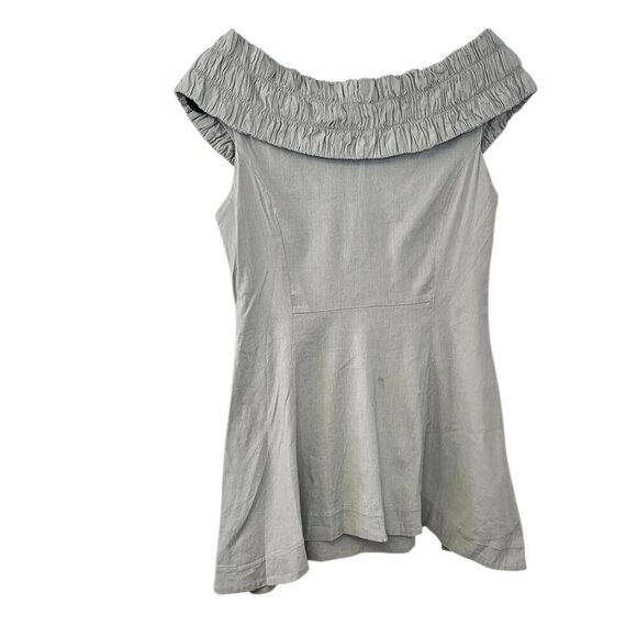 MATTHILDUR Womens Linen Blend Off Shoulder Lined Blouse, Tunic, Grey Size 1 - Picture 9 of 12